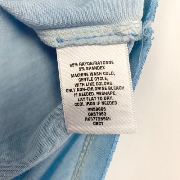 Abound Casual Nordstrom V Neck High Low Shirt Raw Hem Light Blue - Picture 7 of 9